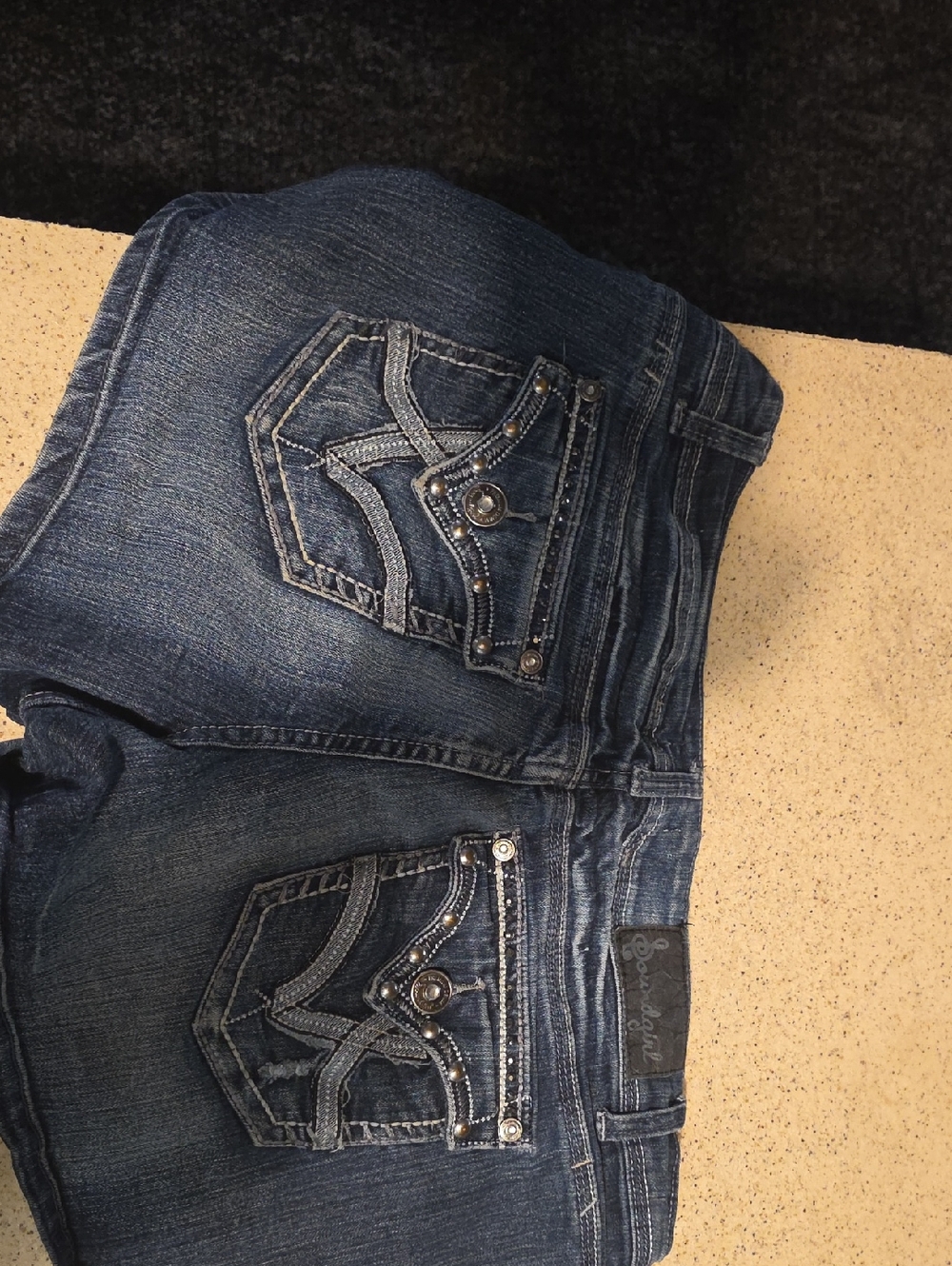 Soundgirl Dark Blue Embellished Back Pocket Boyfriend Jeans